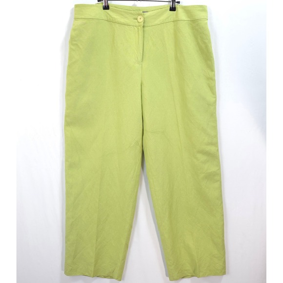 Kate Hill Pants - Kate Hill Linen Blend Pants Women 16WP High Rise Lime Green Chic Minimalist